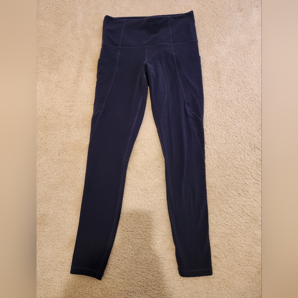 Athleta Salutation Stash Pocket High Rise Legging, Navy Color, XSP